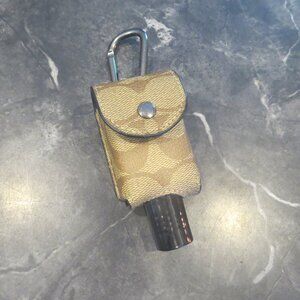 Coach Signature Tan Hand Sanitizer Holder with Carabiner (Refillable) NWT
